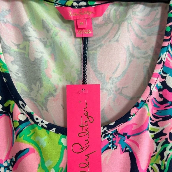 Lilly Pulitzer WYNNE MAXI DRESS High Tide Navy Tall Order Pink Blue NWT - Picture 2 of 3